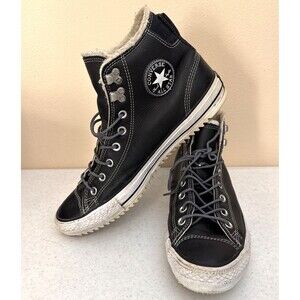 Converse Chuck Taylor City Hiker Black Shearling Hi Top Leather Men’s Size 11